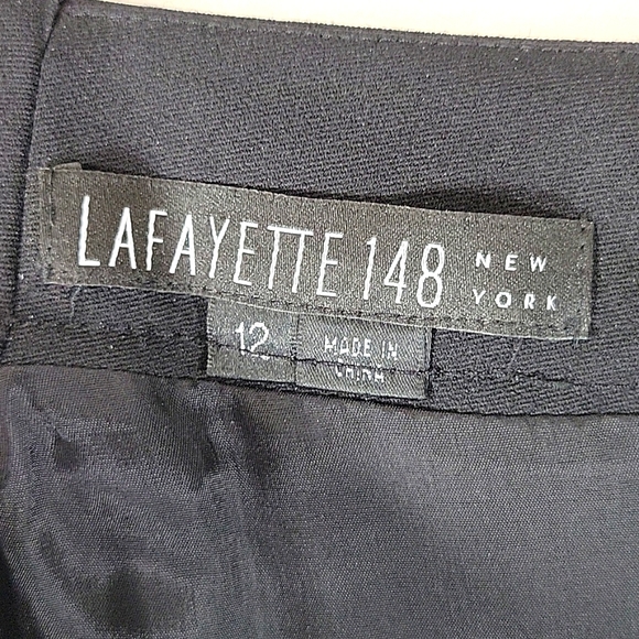LAFAYETTE 148 NY Black Wool Medi Skirt Size 12 - Picture 2 of 6